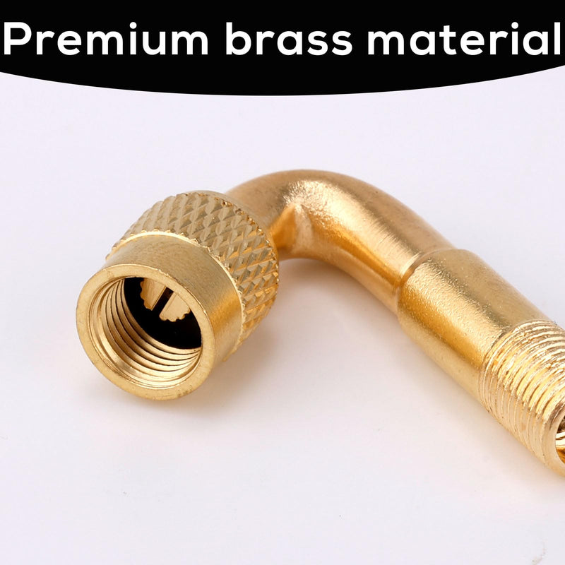 2pcs Tire Valve Extension, 45 Degree Tyre Inflator Valve Extension Adaptor Brass Tire Valve Stem Extenders Valve Stem Adapter for Cars Motorcycles Bicycles RV