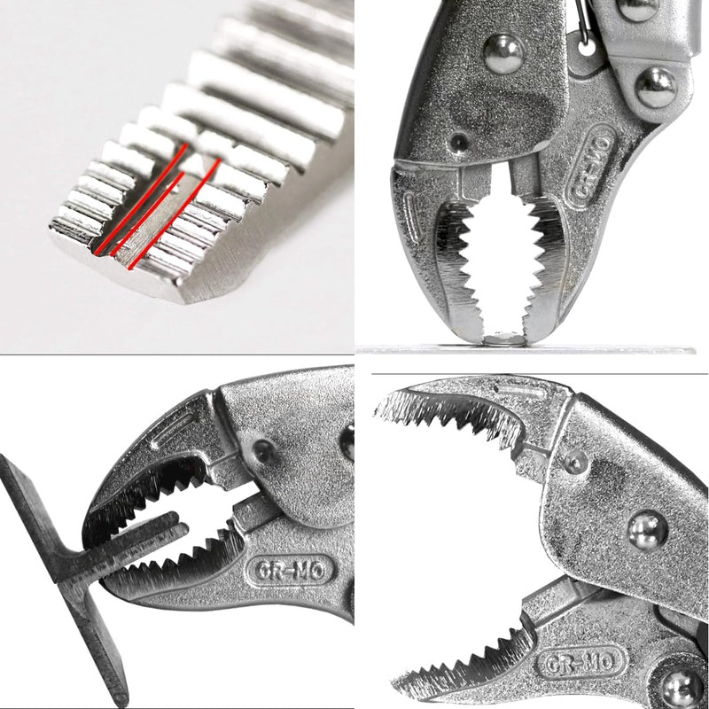 VAMPLIERS 7.5" Vise Grip Heavy Duty Locking Pliers with Screw Extractor Curved Jaws. Professional Grade. Secure Hold, Quick Release. Grip & Remove Stripped/Stuck Screws in seconds.