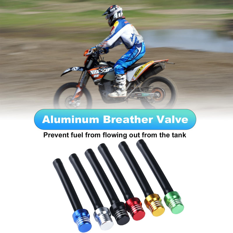 6 pcs Motorcycle Breather Hose Gas Fuel Tank Cap Vent, Motorcycle Gas Cap Vent Hose Tube, Aluminum Universal Breathing Tube Fits All Off-Road Motorcycles ATVs, Fits Pit Dirt Bike Black