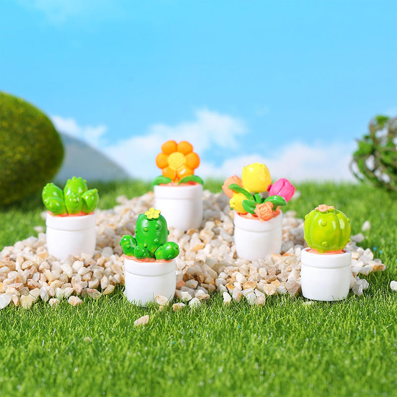 YGMONER Mini Flower Pot Car Ornament & Mini Succulent Dashboard Decor, 5pcs Desktop Miniature Pottery Planter for Car Interior Decoration