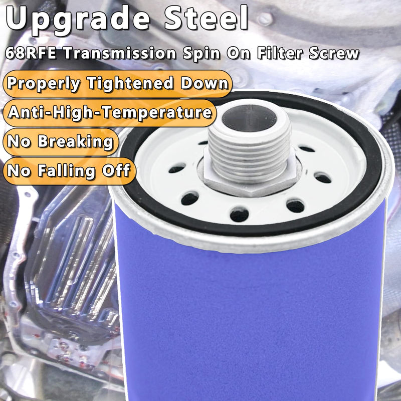 68RFE Transmission Spin On Filter Screw Steel Upgrade for 2007-2021 Dodge Ram 2500 3500 Cummins Diesel 6.7L Engine, Silver