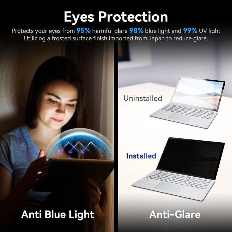 Magnetic Privacy Filter Compatible with 15 Inch Surface Laptop 5/4/3/2/1, Removable Anti Glare Blue Light Laptop Privacy Screen Black Security Private Black surface privacy screen