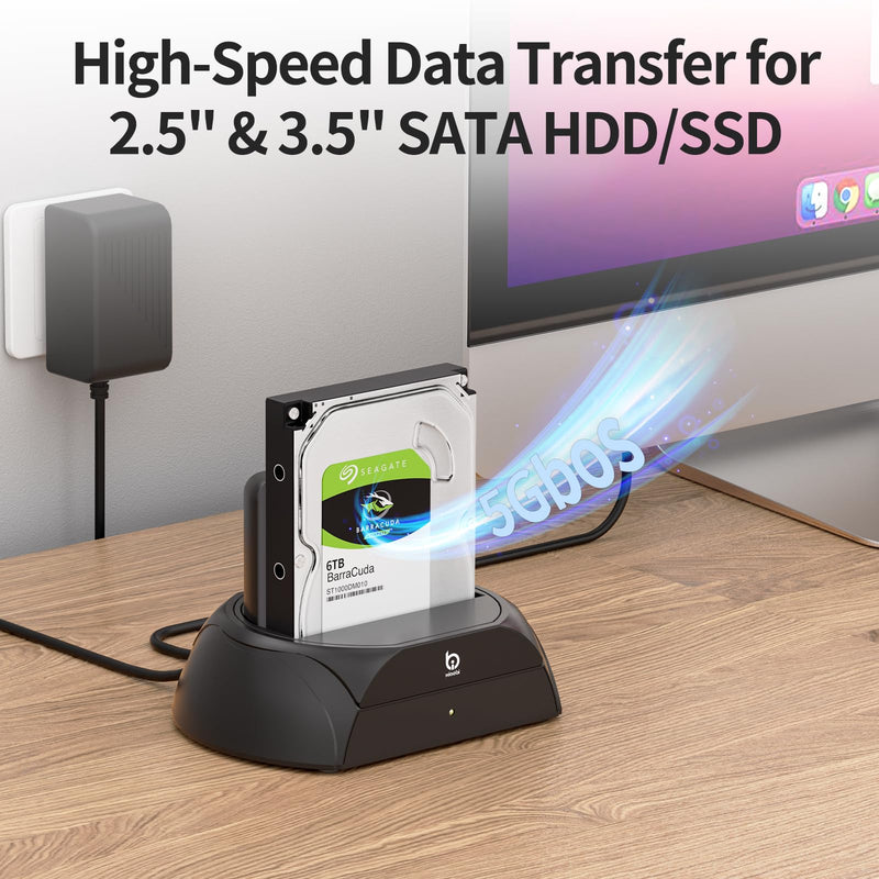 Hard Drive Docking Station, Pcie NVMe Adapter with Cooling Fan Superior Cooling Efficiency, External Hard Drive Reader Compatible with M.2 NVMe/SATA SSD & 2.5" and 3.5" SATA HDD SSD