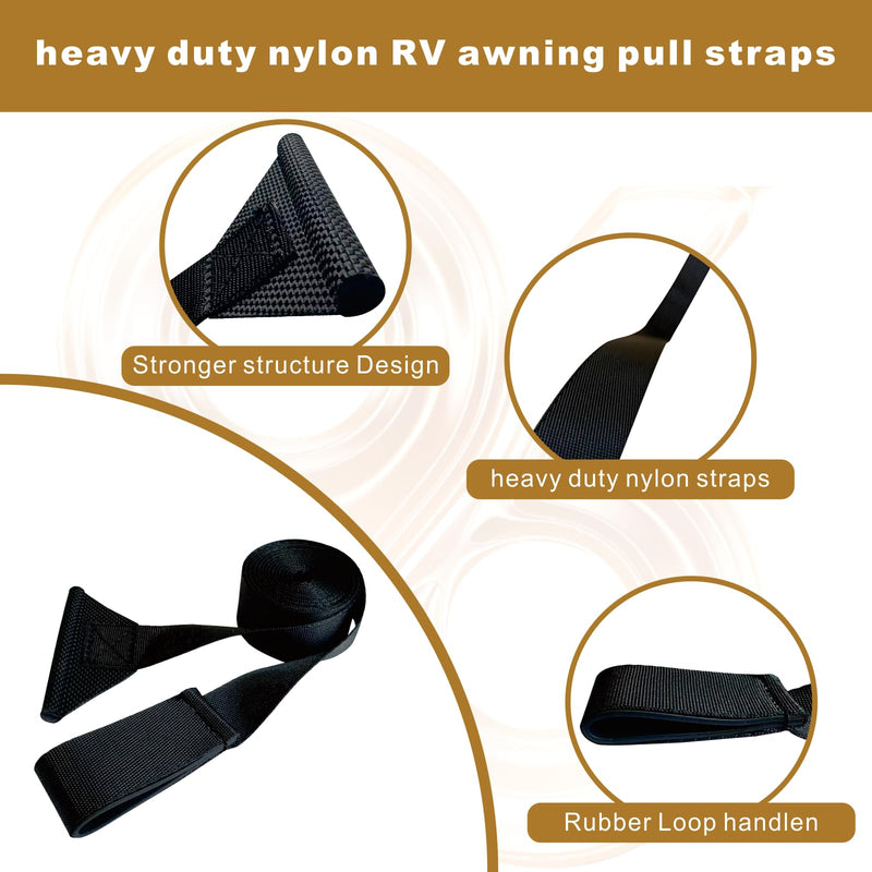 RV Awning Pull Straps,96 Inches Long Upgraded RV Camper Awning Parts Pull Down Straps Fits for Universal RV/Travel Trailer/Camper Awning,Patio Awning Pull Straps (1 Units) Black 1pcs