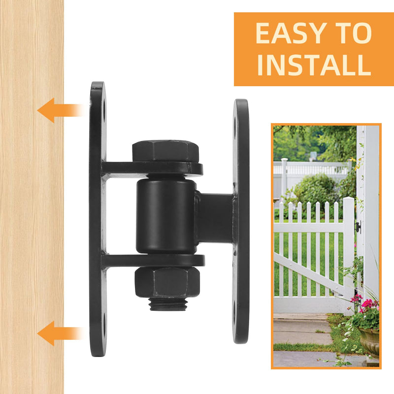 Heavy Duty Gate Hinges, Wall Mount Gate Hinge with Screw for Farm Gates, Wooden Fences, Metal Gates, Black-2 Pairs(Bolts Removable) Black-2 pairs(Bolts Removable)