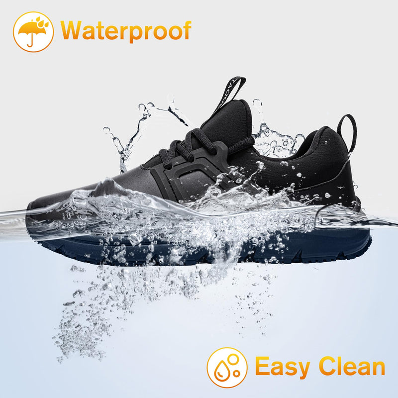 Non Slip Work Shoes for Mens Slip On Sneakers Waterproof Chef Kitchen Shoe Comfortable Slip Resistant Restaurant Footwear Hombre Zapatos de Trabajo, Black 10 Classic Black