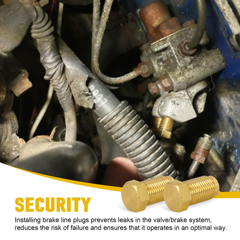 Brake Line Plugs Compatible with Dune Buggy, 10MM 1.0 Bubble, 1/8" Npt Male Brass Pipe Fitting Hex Head Plug Used For Block Off Any Unwanted M10 X 1.0 Brake Line Port (Pack Of 2)