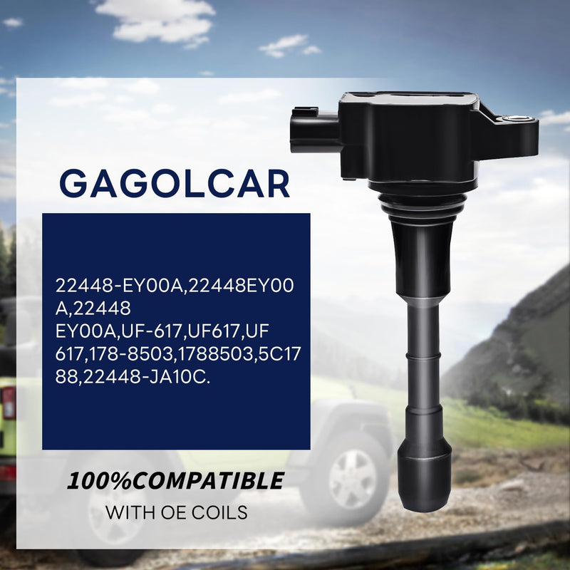 UF617 22448-EY00A Ignition Coil (Set of 1) Compatible with Nissan Infiniti 370Z G37 M37 Q50 Q60 Q70 QX50 QX70 1.6L 1.8L 2.5L 3.7L 5.0L 5.6L V6 Replacement for GN10430 1 x UF617