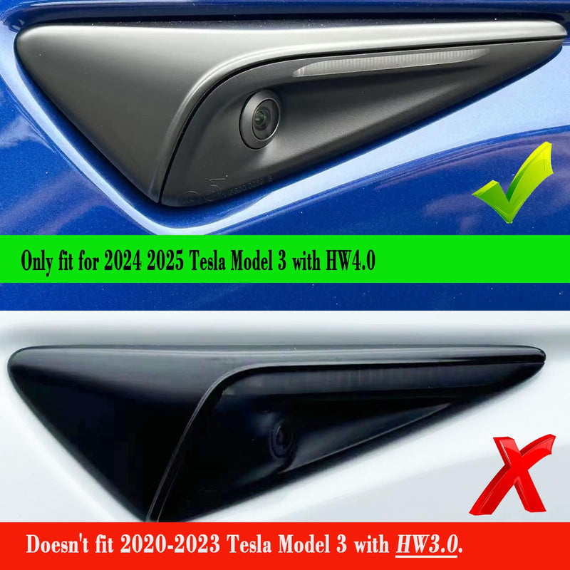 YHCDSEA for 2024 2025 Tesla Model 3 HW4.0 Side Camera Indicator Protection Cover Decoration Accessories fit for Tesla Model 3 with HW4.0 (Glossy Carbon Fiber Pattern) M3-Glossy Carbon Fiber Pattern