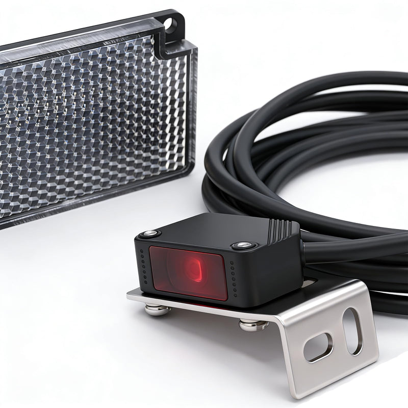 Twidec/ 0-2M Adjustable Indoor Wall Mounted Photoelectric Beam Sensor NPN (NO Or NC Switchable) photoelectric Sensor Switch Proximity Switch 2m line Cable Induction with Reflector Panel E3Z-R61-Z-G