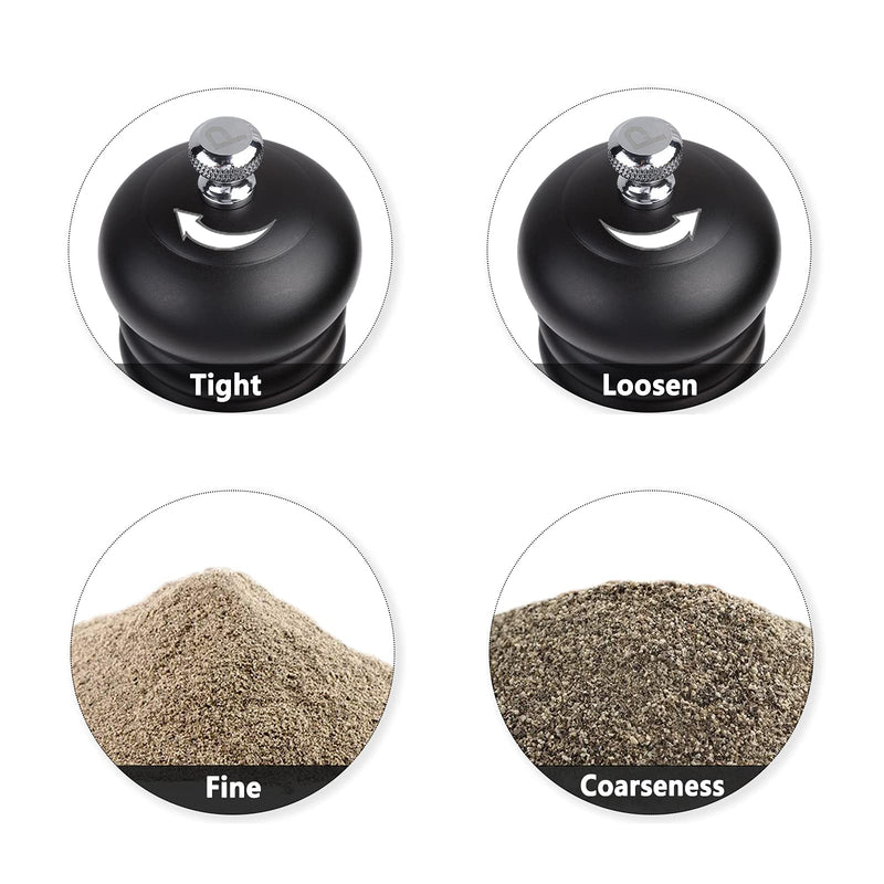 Pepper Mill Black Pepper Grinder Mill Wood Refillable Stainless Steel Mechanism Adjustable Coarseness 9 inch