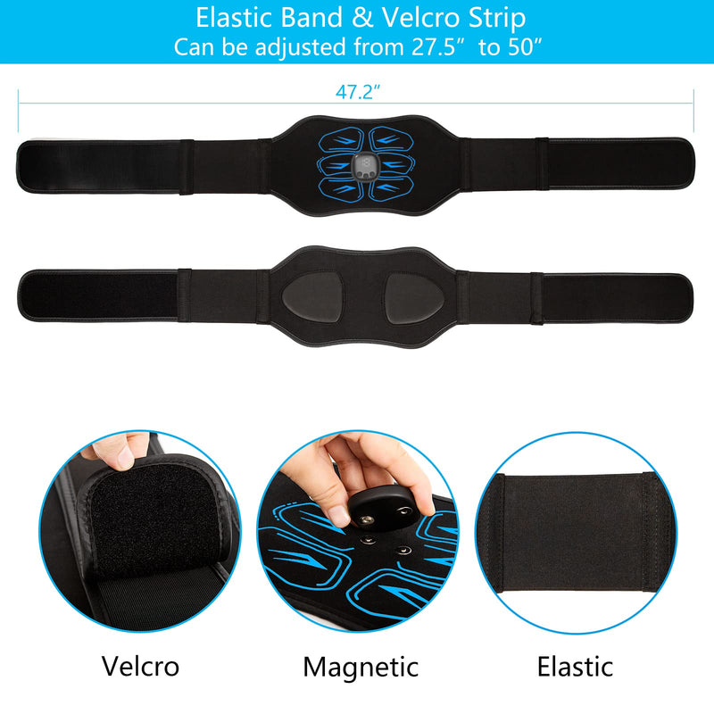 FDA Cleared ABS Stimulator Muscle Toner, Ab Machine, Portable Abdominal Belt, Electronic Pulse Massager, Home Office Fitness Belt Workout Equipment (Black Blue) Black Blue