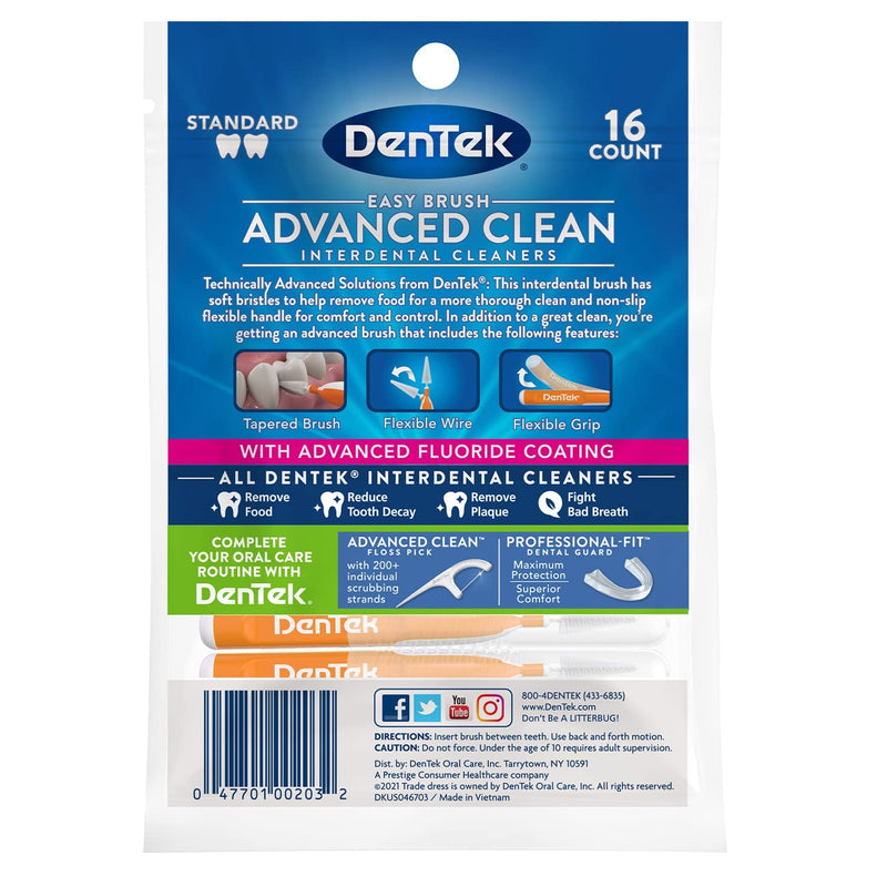 DenTek Easy Brush Interdental Cleaners, Between Teeth Brushes for Plaque Removal, Dental Picks for Oral Care, Mint, 16 Count (Pack of 10) 16 Count (Pack of 10)
