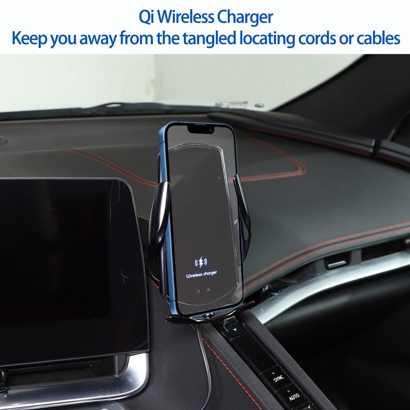 Car Phone Mount Fit for Chevrolet Corvette C8 2020-2024, Cell Phone Holder for Center Console Air Conditioner Side Panel, Handsfree Air Vent Phone Stand, With Wireless Charger Holder - Style B
