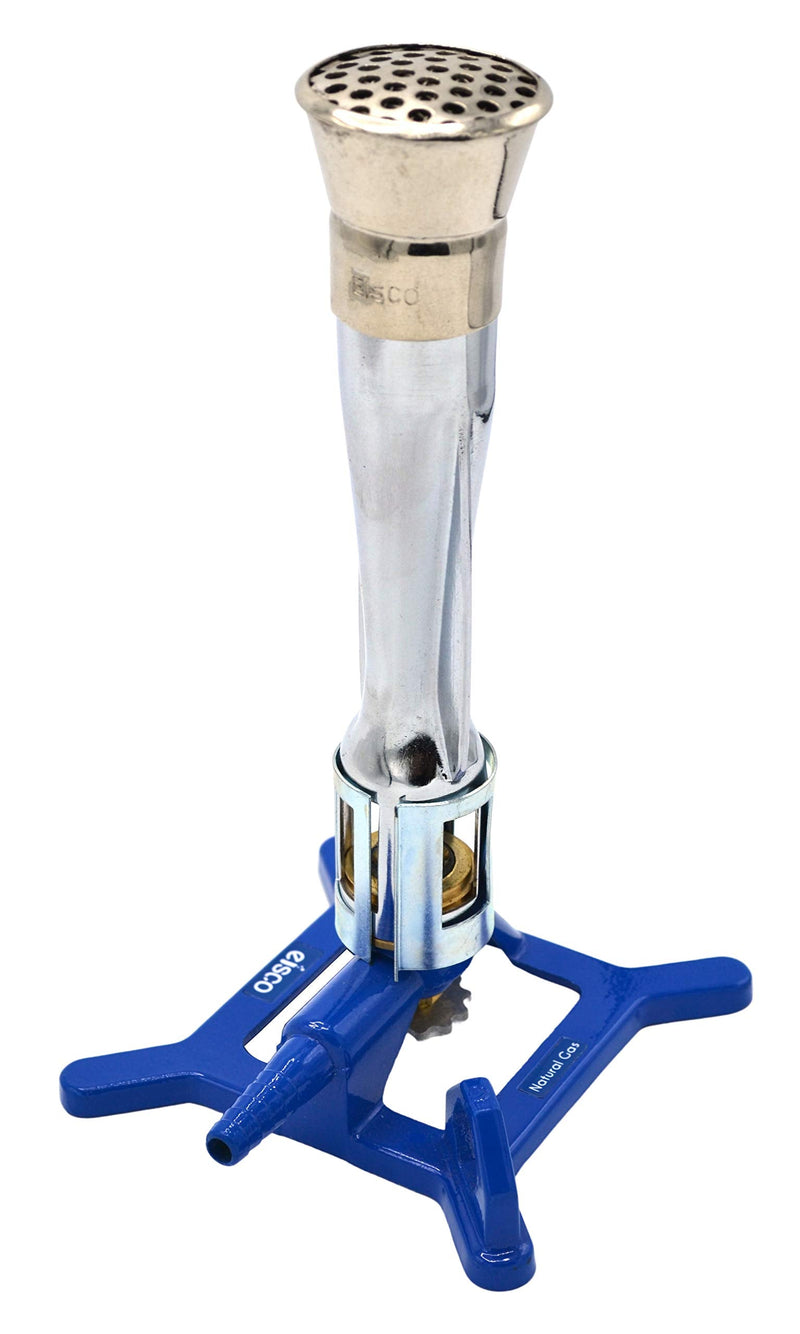 EISCO Meker Bunsen Burner, Natural Gas - Flow Control, Flame Stabilizer, Air Adjustable Cast Iron StabiliBase, Anti-Tip Design with Handle Suitable for use- Eisco Labs