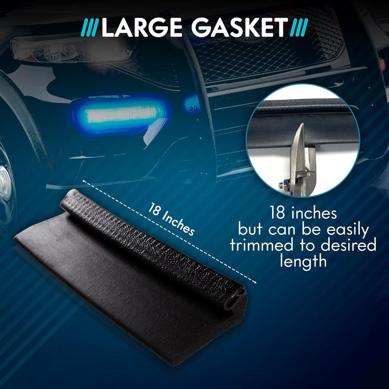 UBL 18 Inch Large Black Rubber Gasket for Light Bar - Eliminate Emergency Warning Visor Dash Stick Surface Mount Light - Windshield Flashback Guard (2) 2