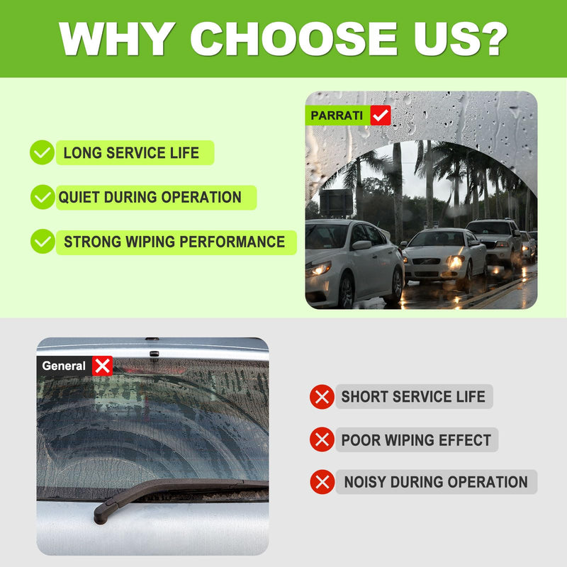 PARRATI® 16 Inch Rear Wiper Blade Replacement for 2002-2006 Escalade Envoy Yukon Tahoe Suburban 1500/1996-2020 Dodge Grand Caravan/1998-2000 Volvo V70,All-Season Windshield Wiper(16-T) 16''(T)-Rear Wiper