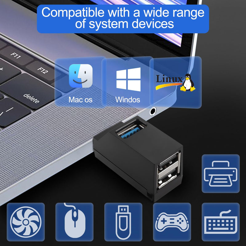 USB3.0 Hub 3 Port Mini Portable High Speed Data Transfer,USB Splitter 1 in 3 Out for Connecting Mobile Hard Disk, U Disk, Camera, Mouse,etc