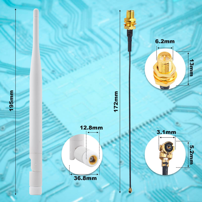 2 x 2.4Ghz WiFi Bluetooth Antenna RP-SMA Male 3dBi Indoor Omni Foldable Antenna + 2 x 17CM IPX to RP-SMA Female Extension Cable for Router USB Adapter Reapter IP Cameras