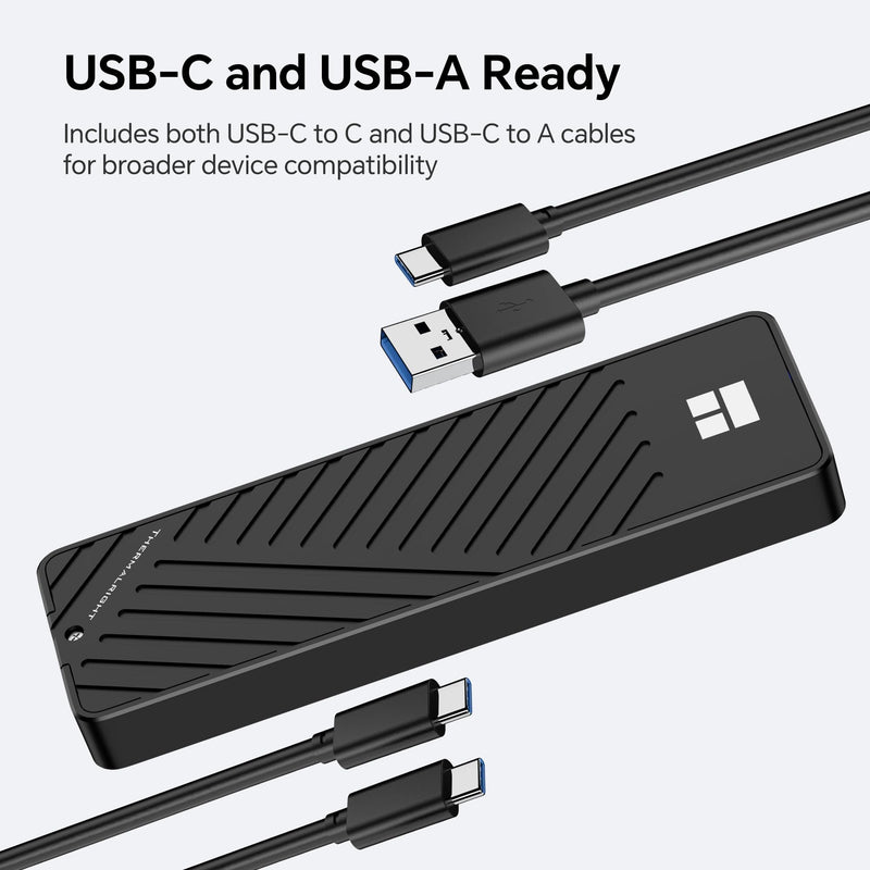 Thermalright M.2 NVMe SSD Enclosure HR-EB101 AC Black | USB3.2 Gen2 10Gbps USB-C External SSD Case, CNC Aluminum Housing, UASP/Trim/S.M.A.R.T, Thermal Pads, 2230-2280, Up to 8TB