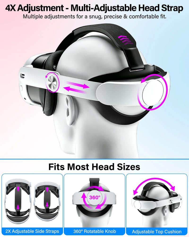 Head-Strap-for-Meta-Quest-3S/Quest 3, Adjustable Elite Headstrap | Quest 3 Strap Replacement for Oculus Quest 3/3S, VR Headset Strap with Large Support Pad for Enhanced Support and Comfort