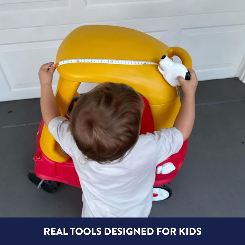 Handy Famm Fido The Dog 4-in-1 Kids Measuring Tape with Adjustable Level Eye, Angle Finder & Eraser Ears – Montessori STEM Educational Toy, Real Tape-Measure for Children Ages 3+