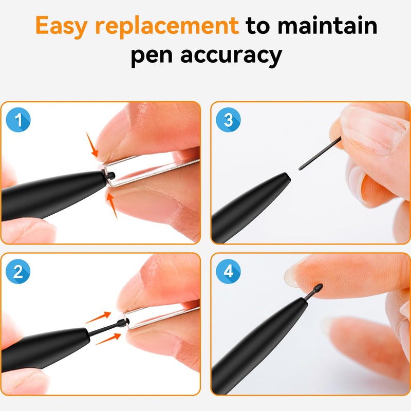 Magnetic EMR Stylus Compatible with Remarkable 2,4096 Pressure Level | No Charging Needed,Palm Rejection,Tilt Support,Eraser function,5 Replaceable Tips,for Samsung/Remarkable/Acer/Fujitsu/Wacom black