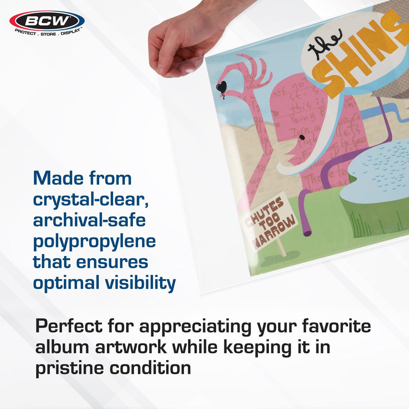 BCW Vinyl Record Sleeves 12 Inch 50 ct | Clear Polypropylene Vinyl Sleeves for 33 1/3 RPM | Archival Quality, Acid-Free | Premium Outer Sleeves for Record Albums | 2 Mil | Ideal for Vinyl Collectors 2 Mil Thickness