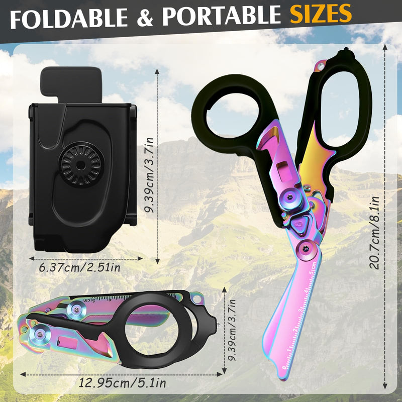 Trauma Shears Foldable with Compatible Holster,Multi Tool Emergency Response Trauma Scissors,EMT Tactical Shears,Medical Shear for Nurses Black Magic