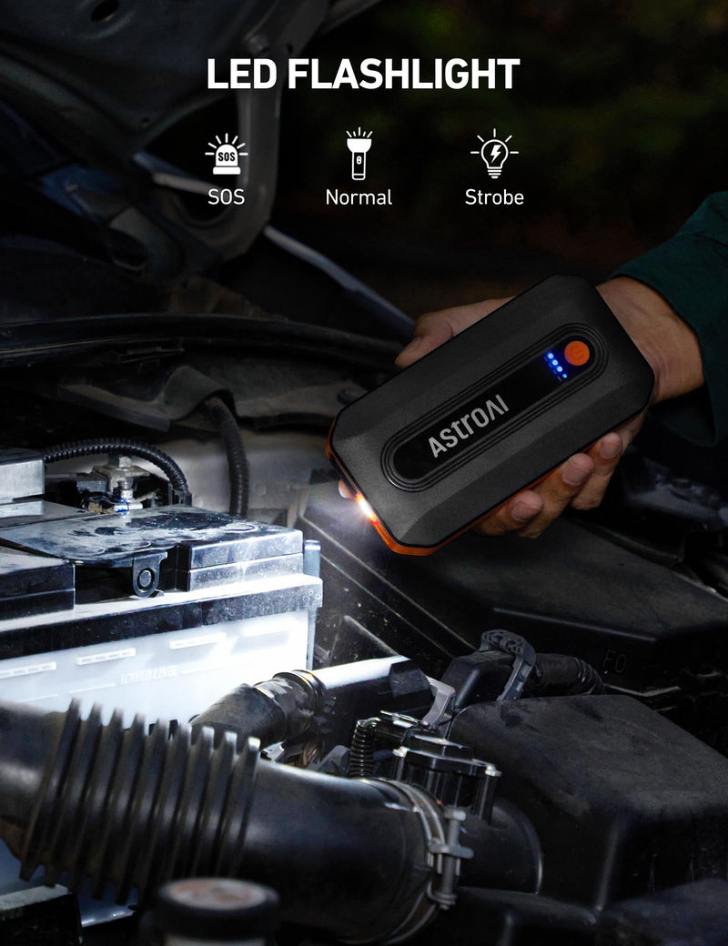 AstroAI B8 3000A Car Battery Jump Starter, 12V Jump Starter Battery Pack (up to 9.0L Gasoline and 7.0L Diesel Engine), Portable Jump Box with 3 Modes Flashlight and Jumper Cable Orange
