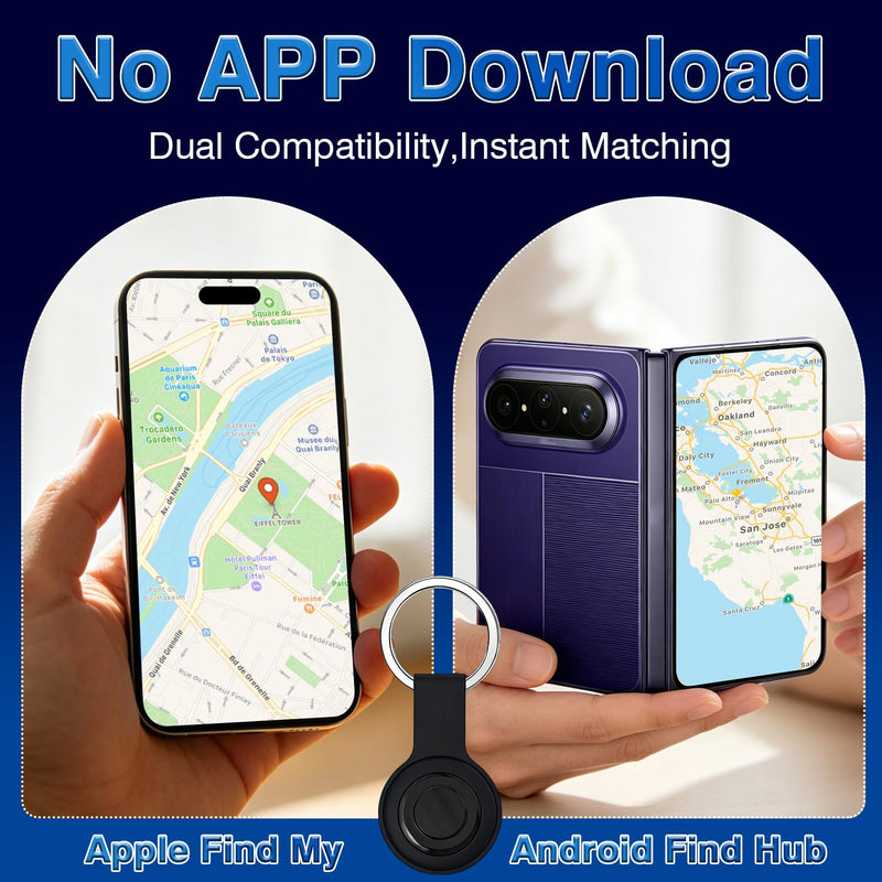Mini GPS Tracker for Vehicles: Hidden Magnetic Car Tracker Device - No Subscription Fee - Works with Apple Find My & Android Find Hub - Real Time Auto Tracking Black