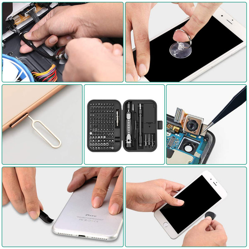ORIA Precision Screwdriver Set, 130 in 1 Magnetic Screwdriver Kit with 120 Screwdriver Bits(117 PCS 28mm, 3 PCS 35mm), Repair Tool Kit for Smart Phone, Household Appliances Black