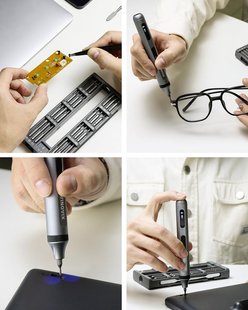  [AUSTRALIA] - 52 in 1 Electric Screwdriver Set,XIAONIAN 3.7V Mini Precision Screwdriver Set with 48 S2 Magnetic Bits,USB-C Charging Cable,LED Light,Small Repair Tool Kit for Phone,Watch,Eyeglasses,PC,Camera,Laptop 3-electronic-52 in 1