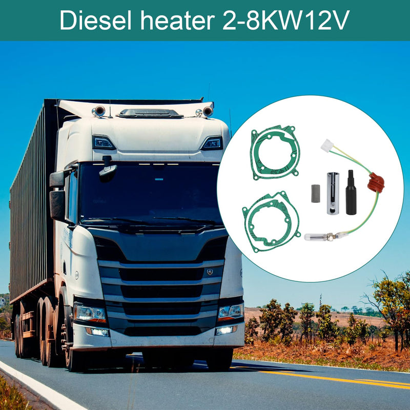 Glow Plug Repair Kit, 8pcs Diesel Parking Heaters 12V 2KW 5KW 8KW Glow Plug Ceramic Glow Plug Heater Repair Parts Glow Ignition Plug Kit Heater Accessories for Car Truck Boat