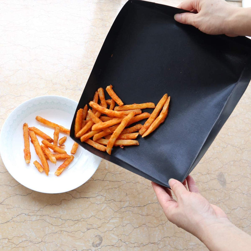 Firsmat Solid PTFE Cooking Basket For Speed Ovens,Quick Oven Basket Tray For Chips Chicken Wings Sub Roll Bread Heating Non Stick PTFE BBQ Tray 11.8x13.8x1 inches