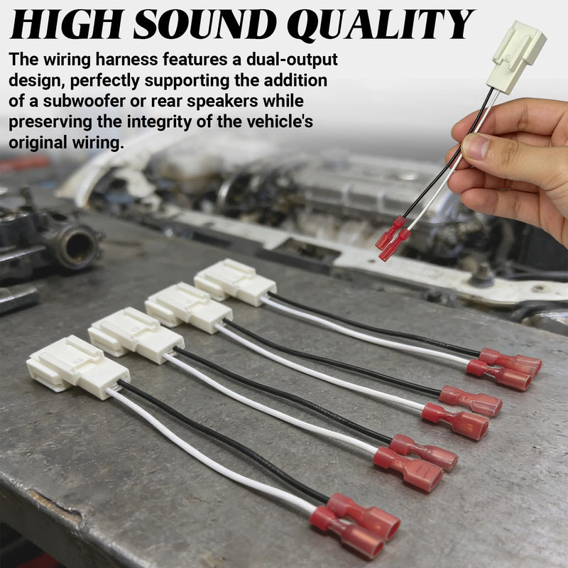 Car Door Speaker Harness Adapter, Audio Bass Speaker Wiring Harness, Stereo Plug Adapter, Subwoofer Wire Modification Cable Conversion Accessories, Compatible with Mitsubishi Subaru (4PCS)