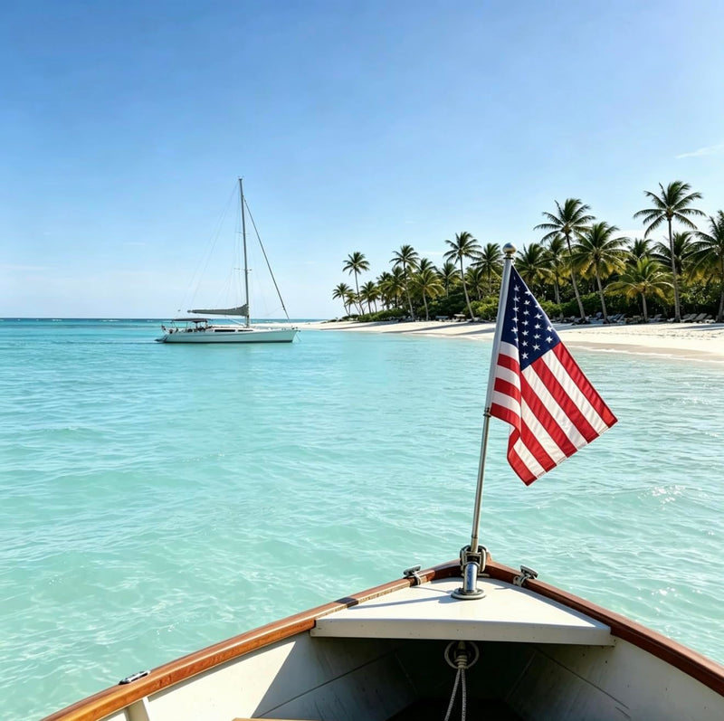 American Flag for Boat Flags marine 12x18 (4 Heavy Duty Clips) with Embroidered Stars American Boat Flag and Brass Grommets US Boats Cabin Flag for Various Boats, Yacht American flag 12x18