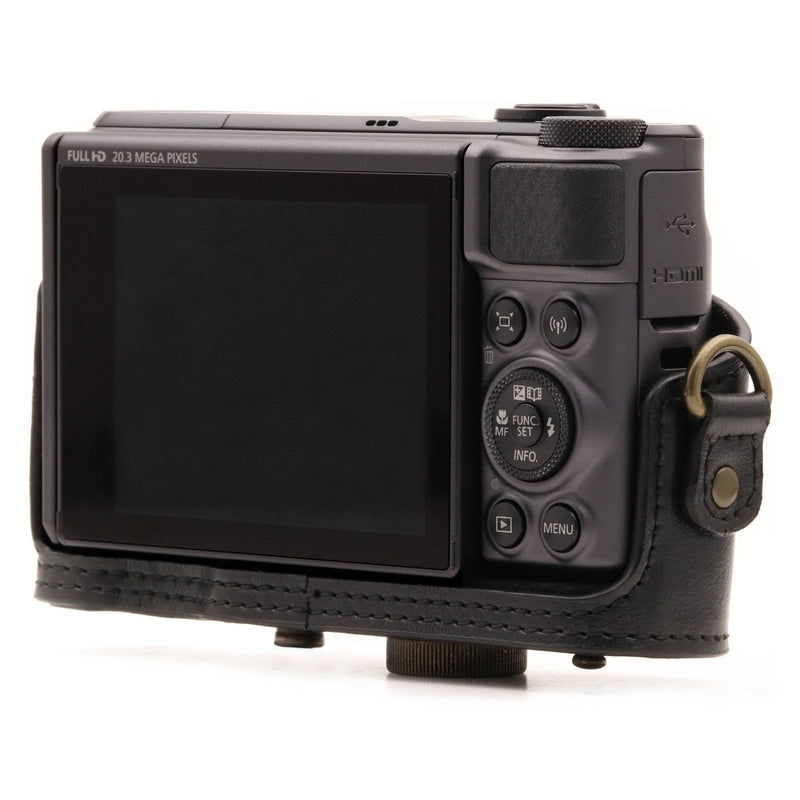 MegaGear MG1173 Canon PowerShot SX740 HS, SX730 HS Ever Ready Leather Camera Case with Strap - Black