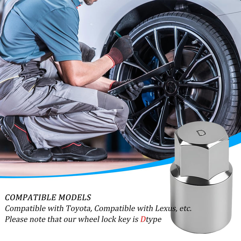 Car D-Wheel Locking Nut Key, Heavy-Duty Anti-Theft Vehicle Wheel Lug Nut Socket Installation Removal Tool, Automotive Tyre Lug Lock Remover Key, Compatible with ux250h rx350