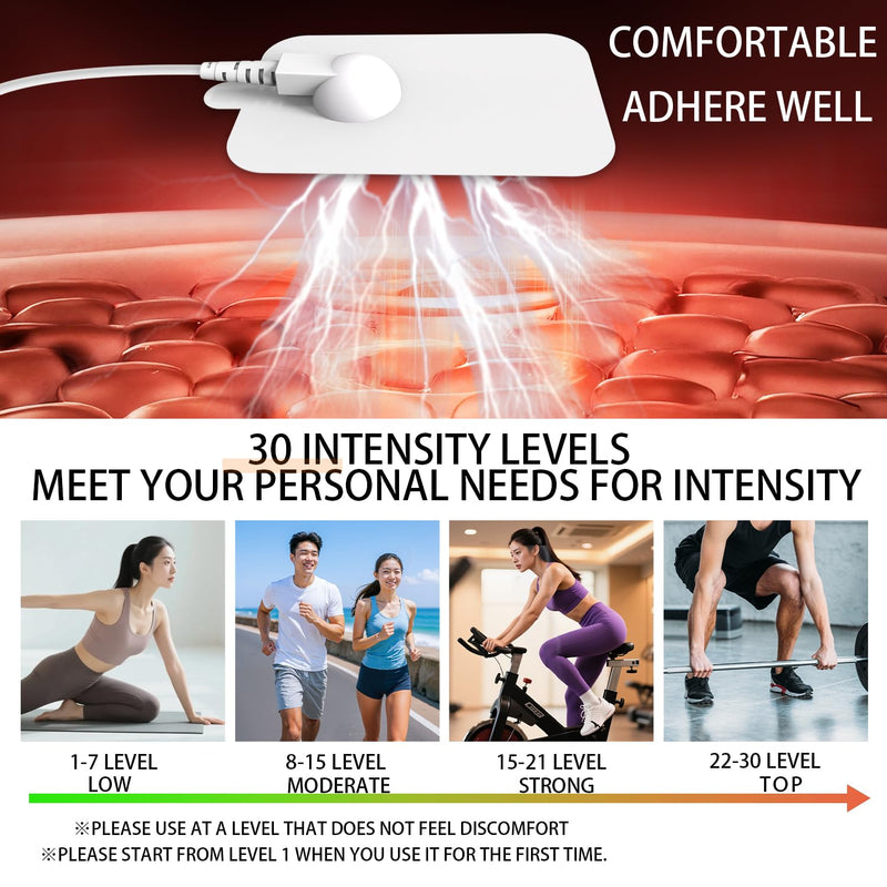 EMS Muscle Stimulator with 4 Electrodes, Portable Dual Channel Electric Muscle Stimulation Device,Rechargeable Muscle Trainer for Full Body Fitness, Muscle Toning & Relaxation