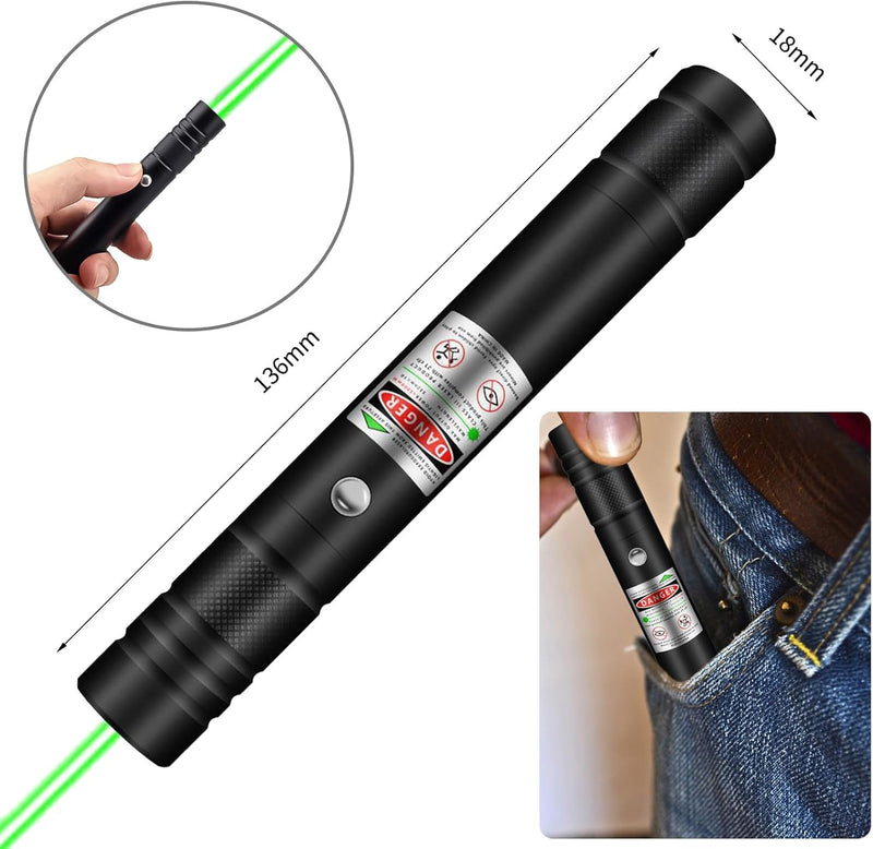 Green Laser Pointer, High Power Laser Pointer, Suitable for Tv/LED/LCD Screen Demonstrations, Outdoor Exploration, and Construction Projects, with USB Charging Option { Green }
