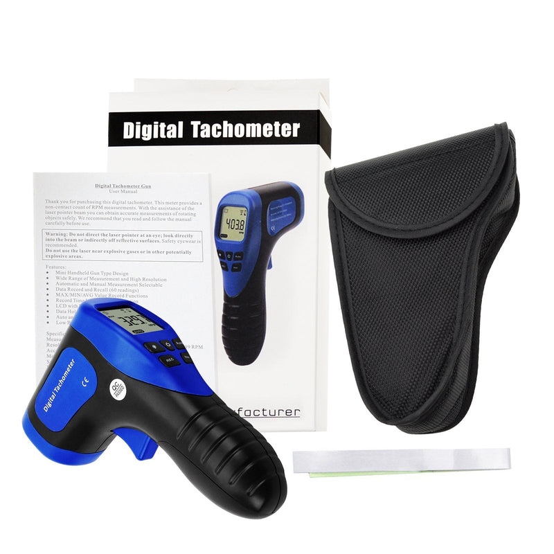 Laser Photo Tachometer Motor Speed Gauge Tester Non-Contact RPM Meter Motor Speed Gauge Gun - Accurate RPM Measurement with Rotational Record (Digital Tachometer) Digital Tachometer