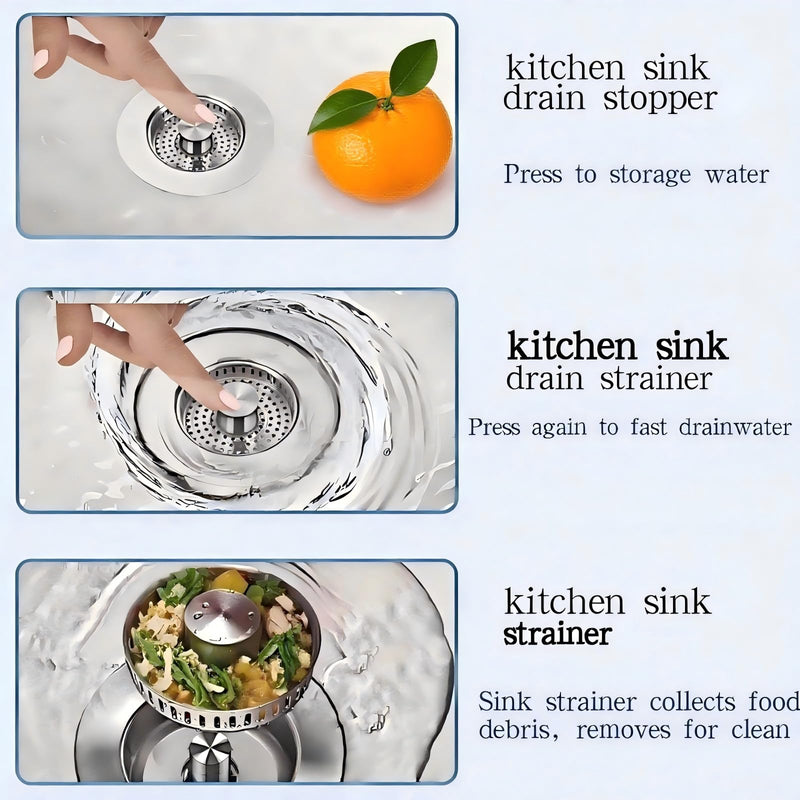 2 Pack Kitchen Sink Drain Strainer/Stopper, US 3-1/2", 304 SS 2