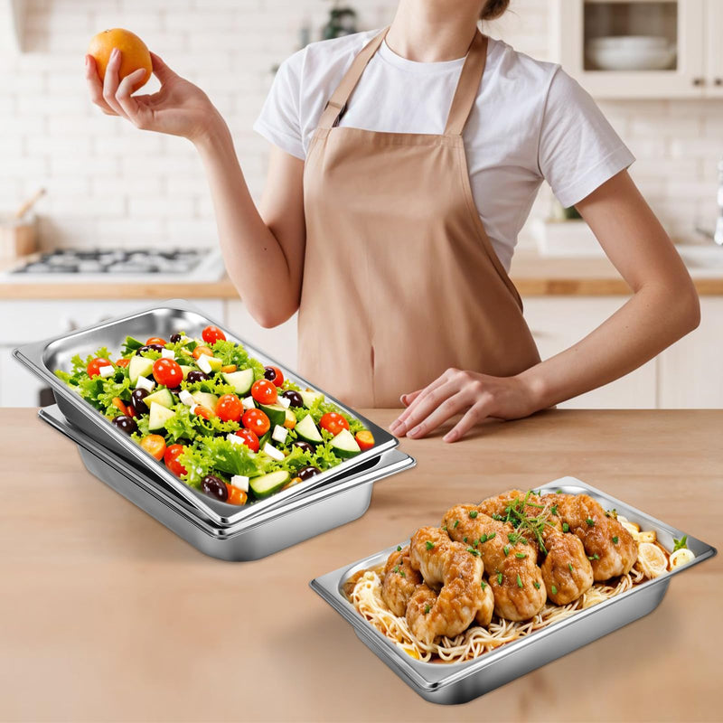 4 Pack 1/3 Size Hotel Pans 2.5" Deep 1/3 Size Stainless Steel Steam Table Pan Anti-Jam Food Pan Chafing Pan for Hotel, Party, Buffet, Chafing Dishes, Catering Supplies