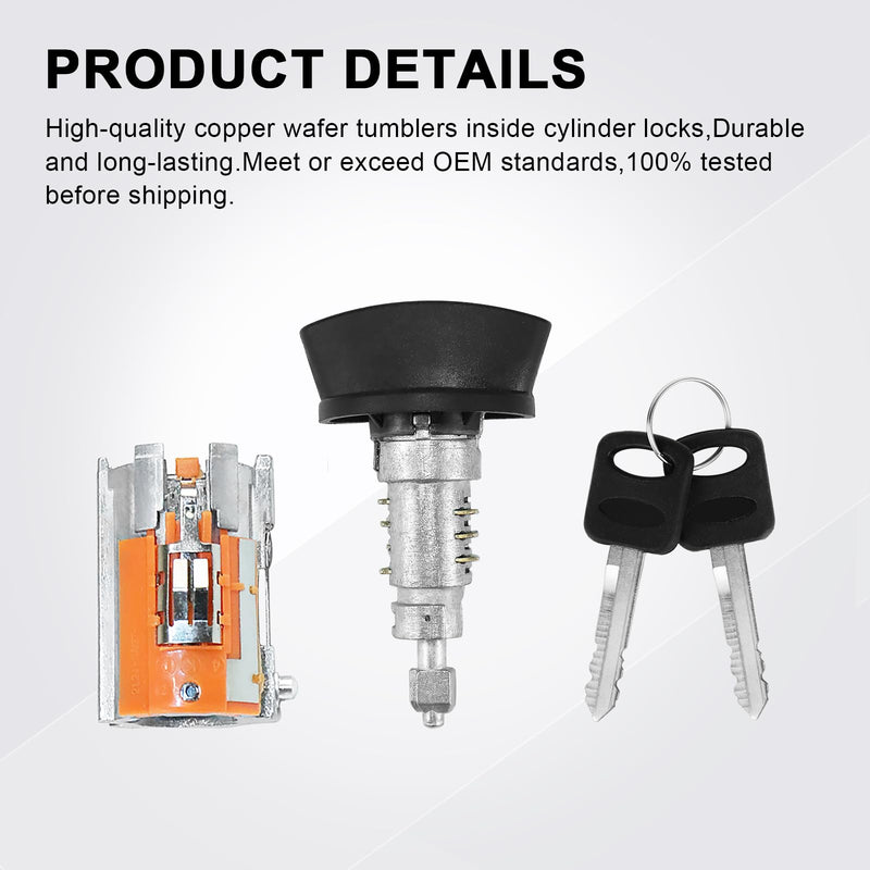 For 1997-2006 Ford Econoline, E-150 E-250 E-350 Vans Ignition Switch Lock Cylinder +4 Chrome Door Lock Cylinder Tumbler Set With 4 Clips With 2 Keys LC6177+703369 X4+597638 X2 (No Chip) LC6177+703369 X4+597638 X2 (No Chip)