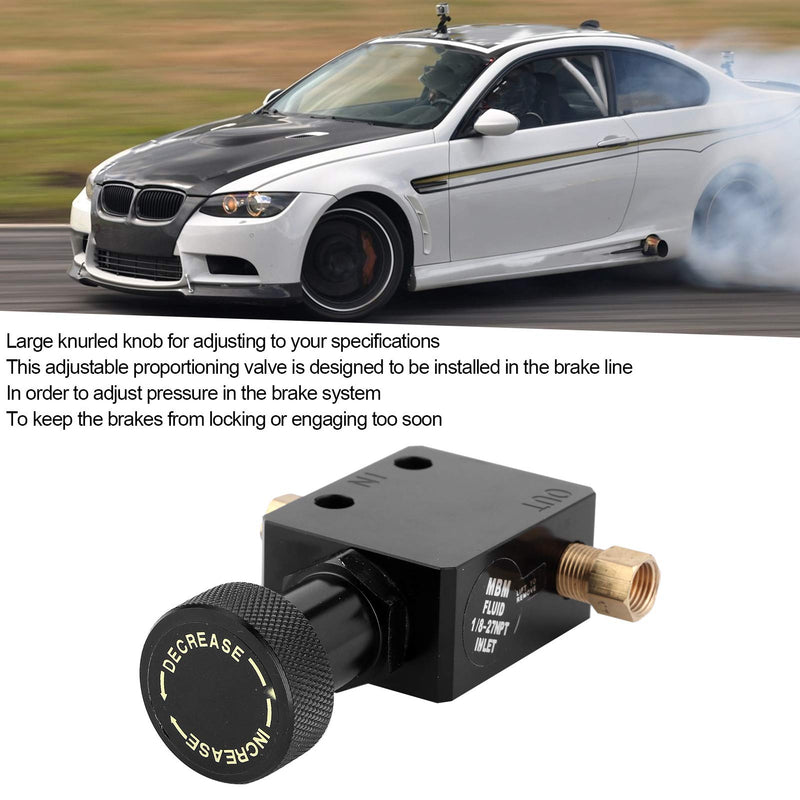 Brake Proportioning Valve, Aluminium Alloy Universal Brake Proportional Valve Adjustable In Line Disc Drum Brakes 150PSI‑1200PSI Pressure Range, Universal Fit For Car Modification