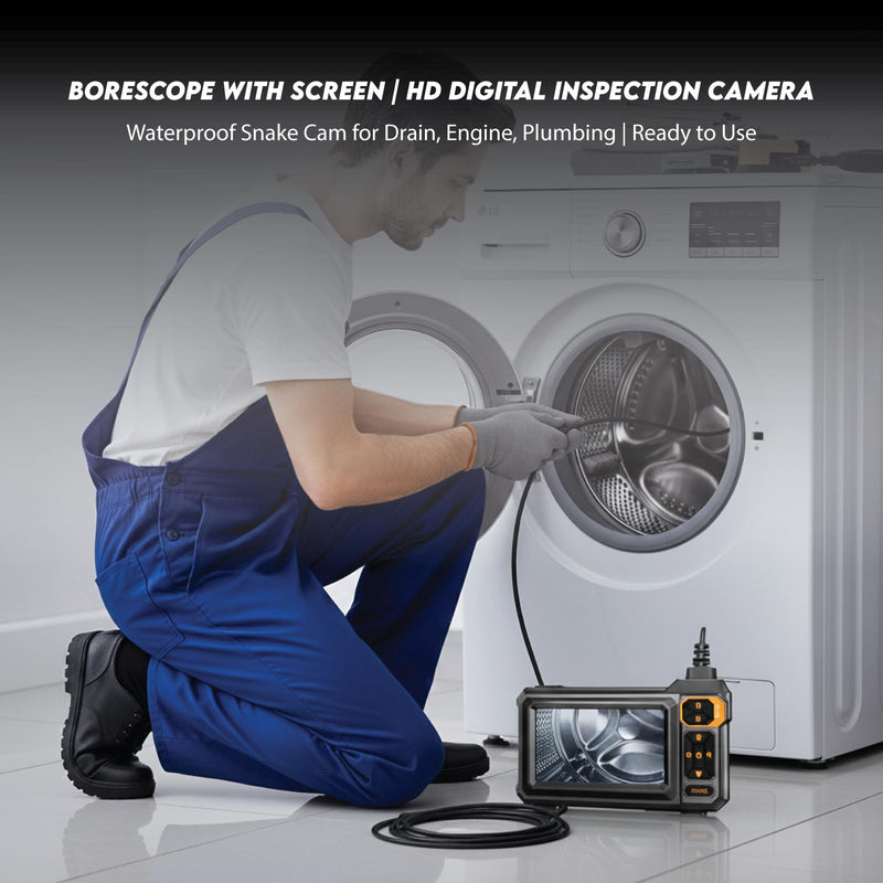 Endoscope Camera with Light, Borescope Inspection Camera 16.5 FT with 4.3 Inch HD Display, 1080P Snake Camera 8 LEDs IP67 Waterproof 1800mAh, for Automotive Pipe Plumbing HVAC Wall Inspection | 1080P snake camera, 8 LED lights, IP67 waterproof probe, 1...