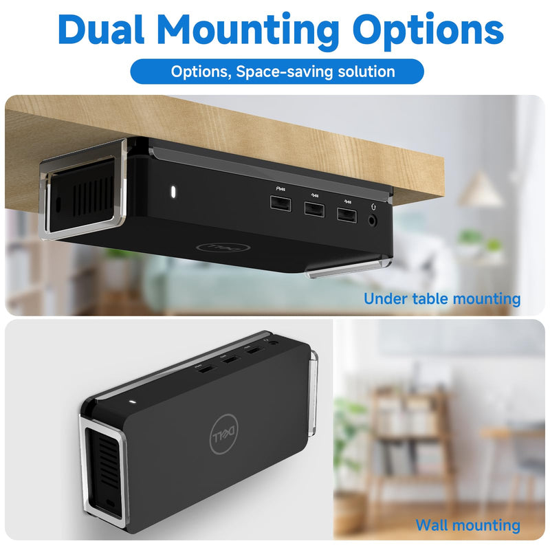 Screw-Mount Docking Station Holder for Dell D3100 Dock- Under Desk & Wall Mount Acrylic Organizer Stand (Black)