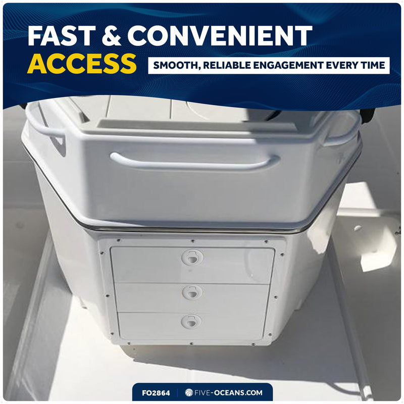 Five Oceans 2" Flush Pull Slam Latch Door Hatch, White UV-Stabilized and Corrosion-Resistant ABS Plastic, 2-Inch Cutout Hole Required - FO2864
