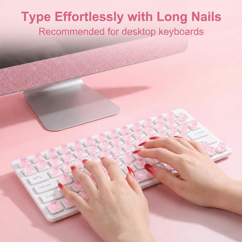 128 Pcs Keyboard Stickers for Long Nails, Universal Adhesive Keyboard Bubbles, Comfortable Long Nail Keyboards for Women, Reusable Keyboards Accessories for Gamers, Writers, Home, Office Use